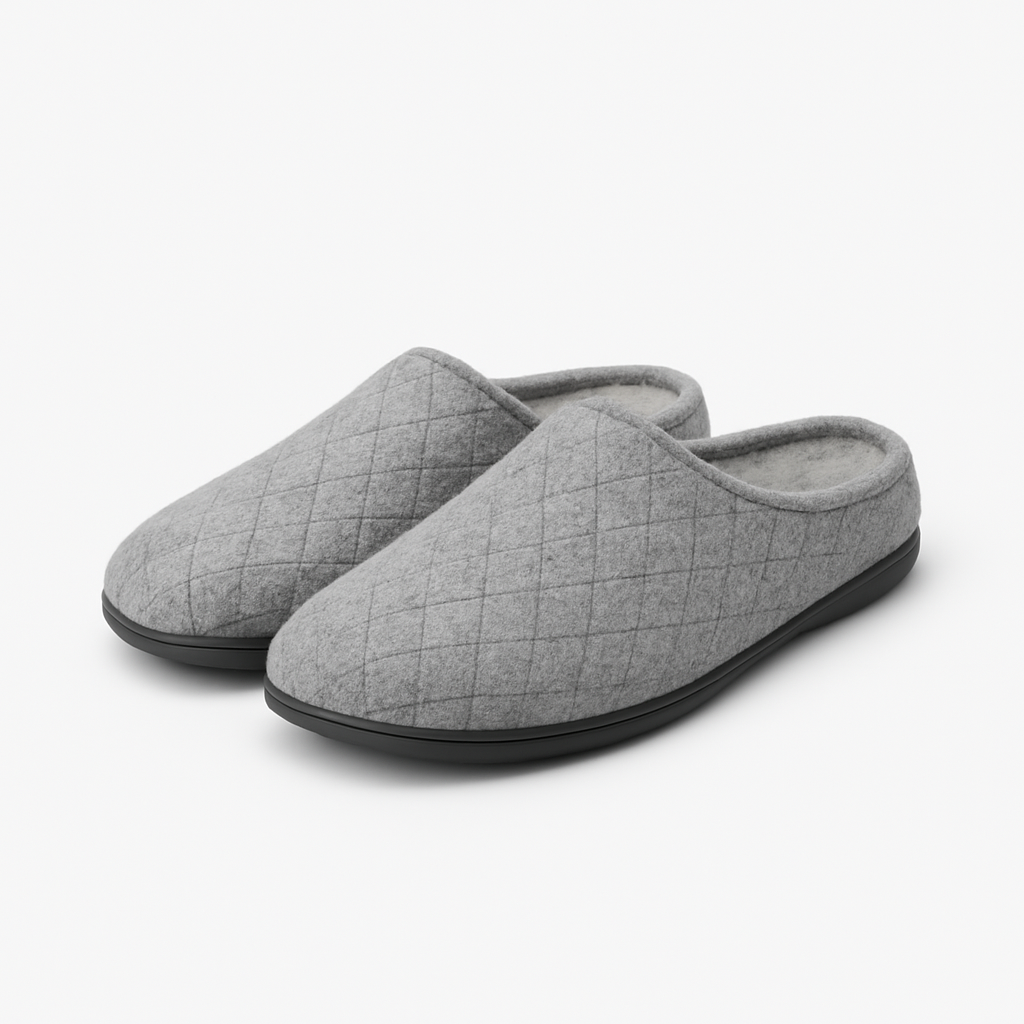 Graue Wollslipper - Gorvell Schuhe